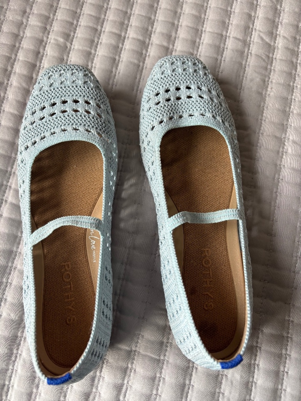 Rothy's The Max Square Mary Jane in Powder Blue Crochet 8.5